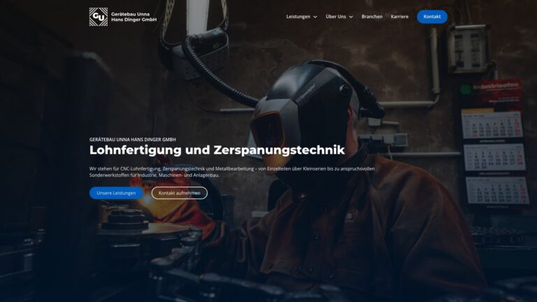 Desktop Ansicht der Webseite