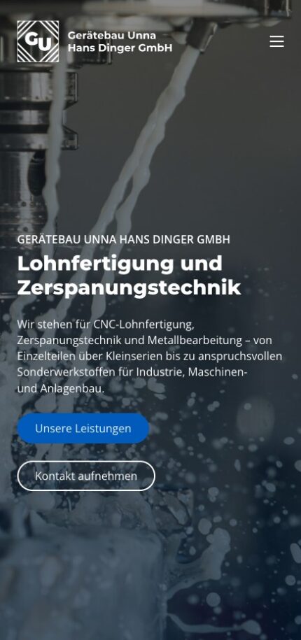 Mobile Ansicht der Webseite